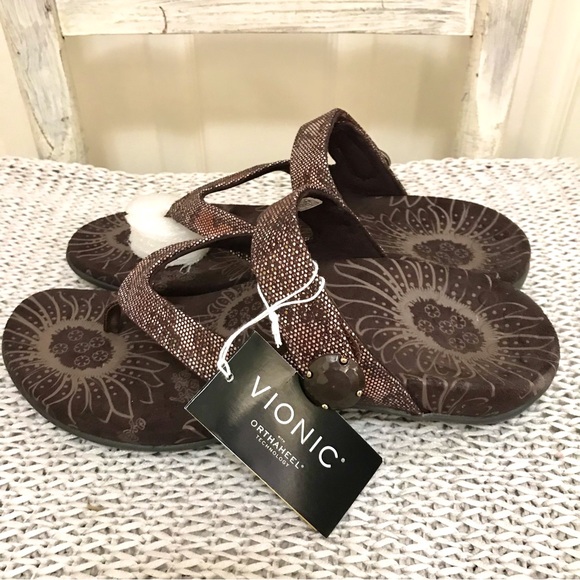 NIB Vionic Cocoa Sandals in Bronze Snake - Picture 8 of 16